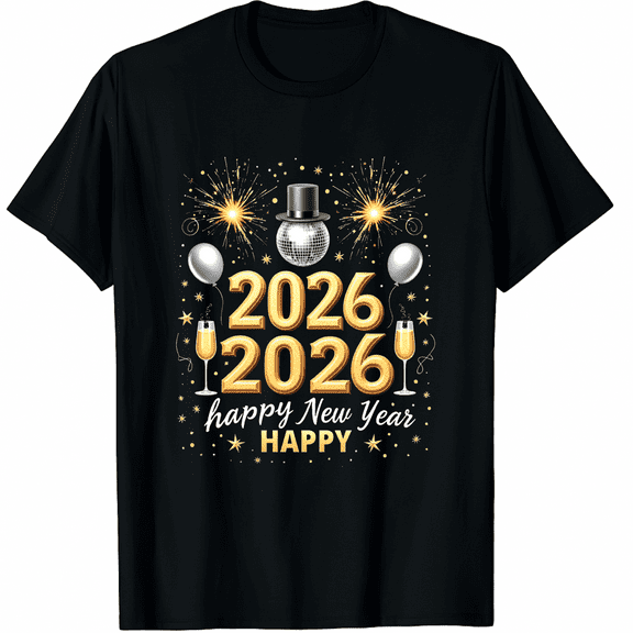 Happy New Year Party 2026 Balloon Family Matching Men Women T-Shirt