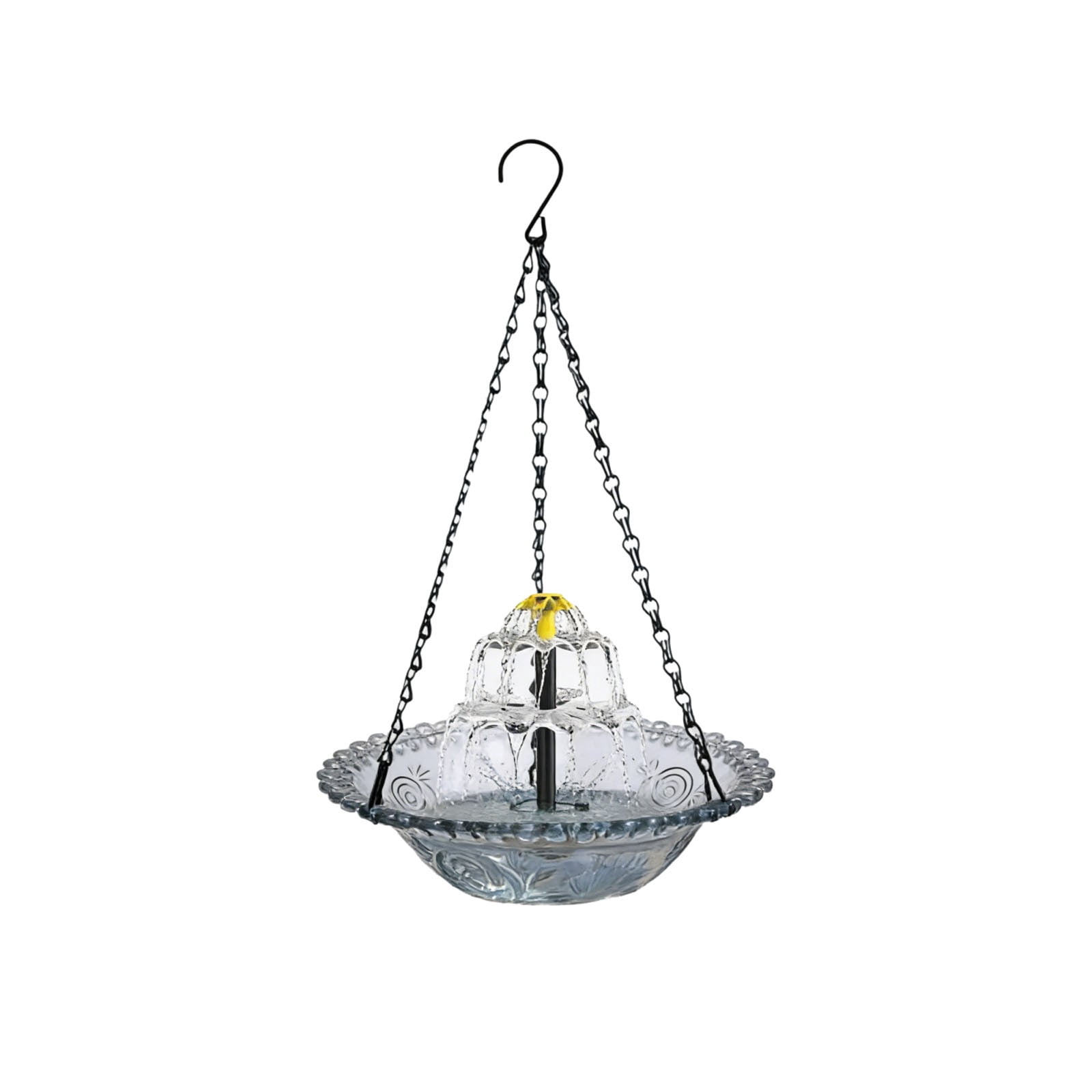 Solar Hanging Bird Bath Fountain, Outdoor Hanging Bird Bath with Solar Fountain, Large Humming Birds Baths Fountains, with Solars Pump Glass Bowl, for Outdoor, Gardens