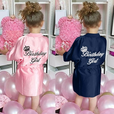 

Juebong Baby Kids Essentials Toddler Baby Kid Solid Silk Satin Kimono Robes Bathrobe Birthday Girls Sleepwear