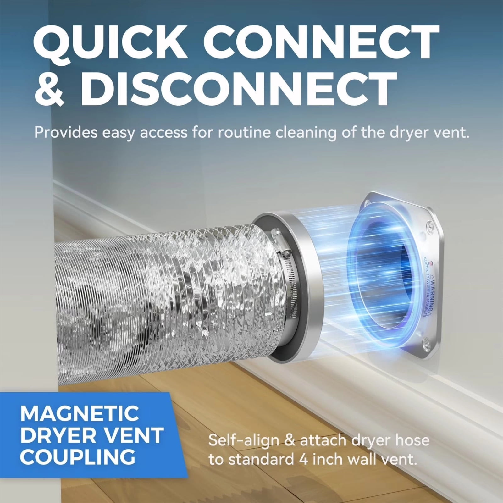 Magnetic Dryer Vent Connector Kit with Airtight Seal Dryer Vent Easy to Clean Quick Connector for Fire Safety Home Use