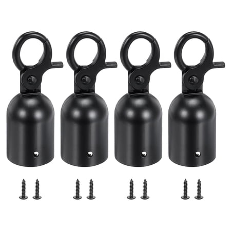 Uxcell 1.1"x3.2" Stanchion Rope End Stopper, 4 Pack Cord End Caps Barrier Rope End Cap Snap Hooks, Black