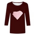 thumbnail image 5 of Penkiiy Valentines Day Shirts Women Cute Heart Shirt Casual Valentines Shirts for Women Long Sleeve Graphic Tees Tops L Wine, 5 of 5