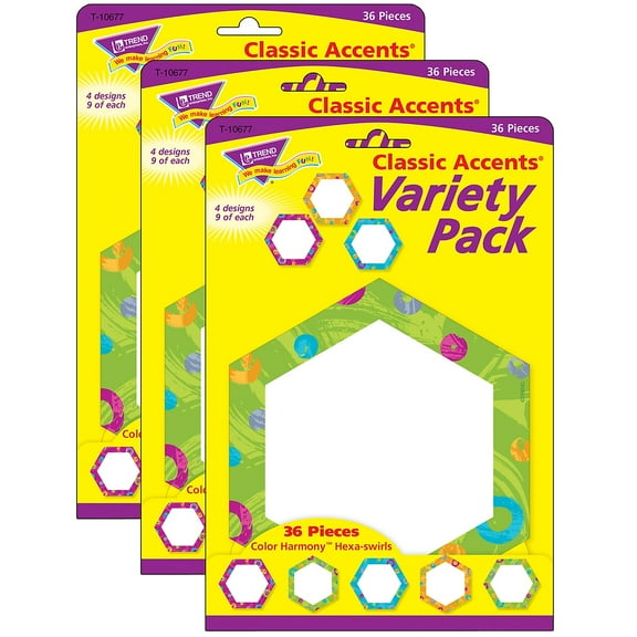 TREND Color Harmony Hexa-swirls Classic Accents Variety Pack, 108 Pieces