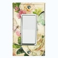 thumbnail image 1 of Metal Light Switch Plate Outlet Cover White Rose Flower Butterfly ROS004, 1 of 13