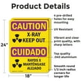 thumbnail image 2 of (2 Pack) X-Ray Keep Out Bilingual OSHA Caution Radiation Sign 18 Inch X 24 Inch Indoor / Outdoor Rust-Free Aluminum Metal Signs for Workplace, Workshop, and Construction Site, Made in, 2 of 8