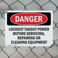 thumbnail image 5 of (2 Pack) Lockout Tagout Power Servicing Repairing OSHA Danger Sign 18 Inch X 12 Inch Plastic Sign, Weather Resistant, UV Protected for Workplace, Business, and Construction Site, Made, 5 of 8