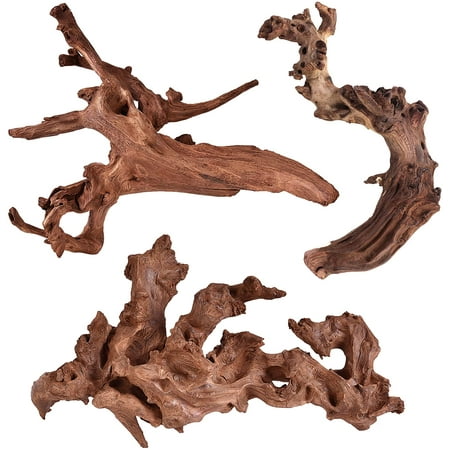 Natural Driftwood 2‑Pack, 6‑10 Inch Assorted Driftwood Branches, Aquarium Fish Tank Decor for Aquascaping, Reptile Terrarium Habitat Decor Ornament