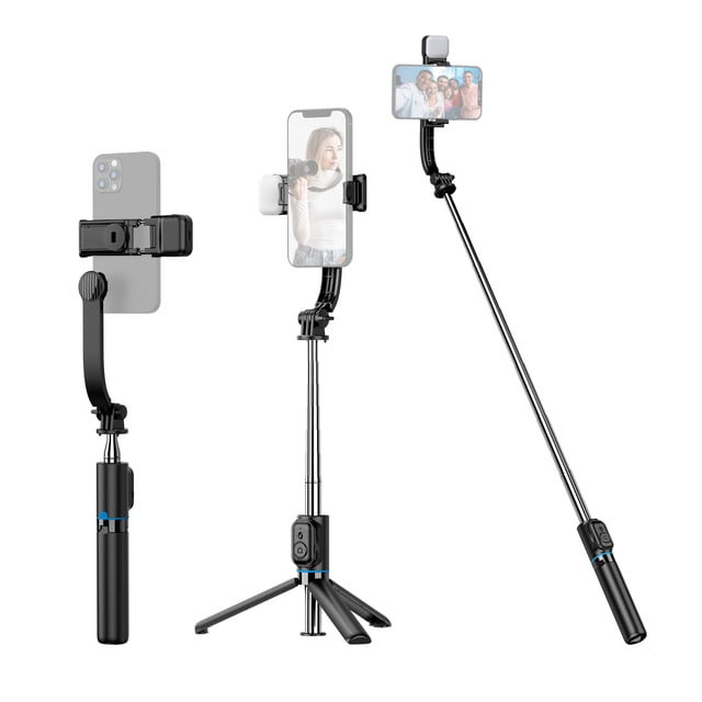 Mistaha 42-inch Portable Selfie Stick with Foldable Desktop Tripod, 7-Section Extendable, 360° Rotation, Remote Control, Fill Light, Compatible with Android/iOS Systems