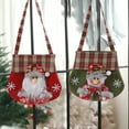 thumbnail image 2 of Oiur Non-woven Cartoon Santa Claus Snowman Elk Christmas Candy Bag Plaid Pattern Eve Handheld Gift Bag Christmas Tote Candy Bag, 2 of 8