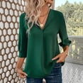 thumbnail image 2 of Summer Akafmk 3/4 Sleeve Shirts for Women,Summer Womens Chiffon Top,Spring Summer V-Neck Fashion T-Shirt Solid Color Casual for Women, 2 of 5