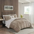 thumbnail image 4 of King Plush To Sherpa Down Alternative Comforter Set,Taupe+Ivory Polyester Household Supplies Décor Bedding Bedding Sets, 4 of 11
