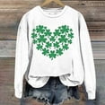 thumbnail image 2 of New & Trending!FUNUONY St Patricks Day Shirt Women's Round Neck Long Sleeve Printed Top Fashionable Loose Top White S, 2 of 3