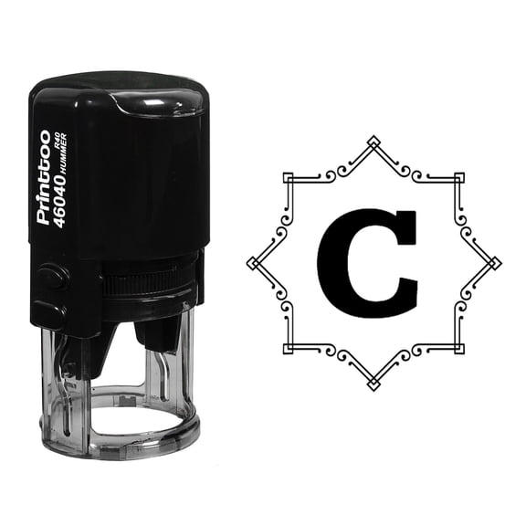 Printtoo R-40 Alphabet C Monogram Octagon Celtic Swirl Frame Self Inking Rubber Stamp Office Stationary