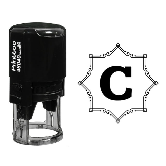 Printtoo R-40 Alphabet C Monogram Octagon Celtic Swirl Frame Self Inking Rubber Stamp Office Stationary