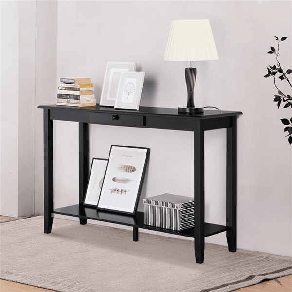 Nishore Console Table Side End Table Shelf Storage Wooden Hall Desk for Living Room Bedroom Hallway Home White