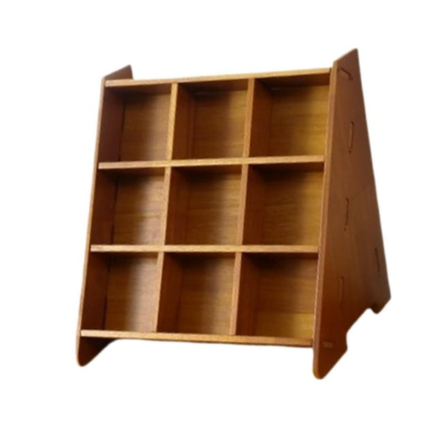 Siruishop Display Cabinet Holder Wooden Storage Cabinet for Action Figures Models Desk Brown