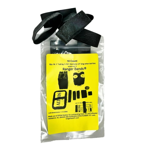 Ranger Bands® 18 EX LG Made From Black EPDM Rubber Camping & Strapping Gear Made in the USA