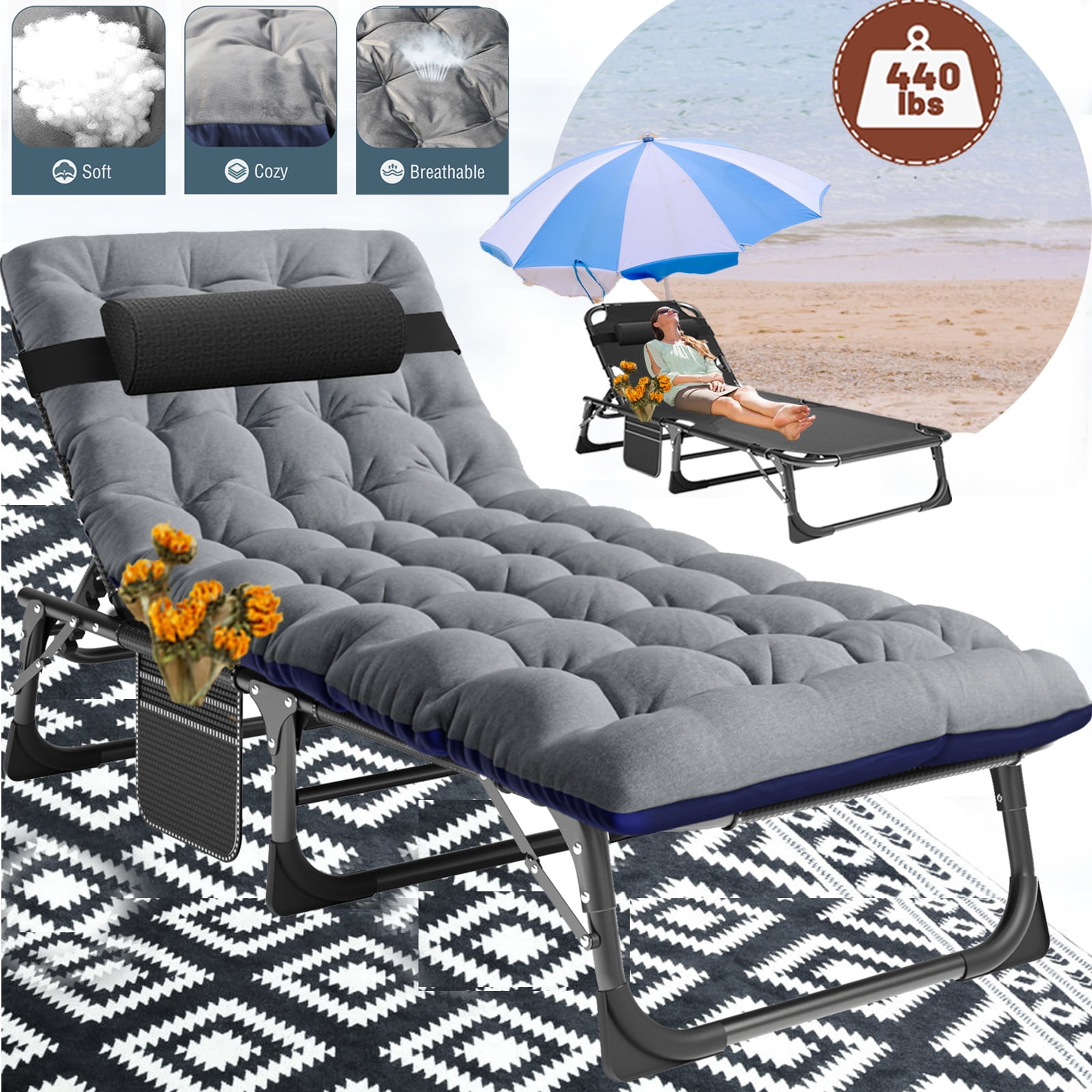 Lilypelle folding cot with mattress,Heavy Duty Sleeping Cots with Carry