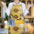 thumbnail image 6 of Yellow Dot Sunflower Bee Pattern Apron-Garden Aprons for Women with Pockets-Cotton Linen Waterproof Kitchen Cooking Gardening Aprons Adjustable for Kitchen,Cooking,BBQ and Salon 33x27 Inch, 6 of 7