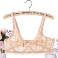 thumbnail image 2 of DDAPJ pyju Women Sheer Lace Bra Triangle See Through V Neck Underwire Bralette Plunge Everyday Bras Khaki 38, 2 of 6