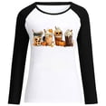 thumbnail image 4 of Raeneomay Long Sleeve Shirts for Women Halloween Printed Colour Matching Round Neck Casual Tee Tops, 4 of 4