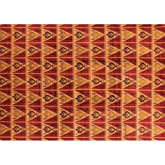 Ahgly Company Indoor Rectangle Oriental Orange Industrial Area Rugs, 6' x 9'