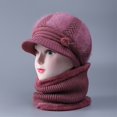 thumbnail image 3 of Prolriy Winter Hats for Women, Women's Knitted Warm Basin Hat Padded Cotton Hat Plush Hat + Scarf Two Set Womens Hats Pink, 3 of 3