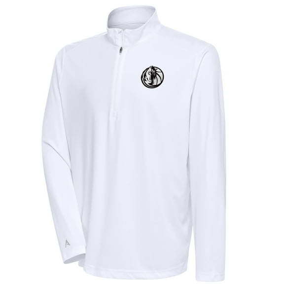 Men's Antigua White Dallas Mavericks Metallic Logo Tribute Quarter-Zip Top