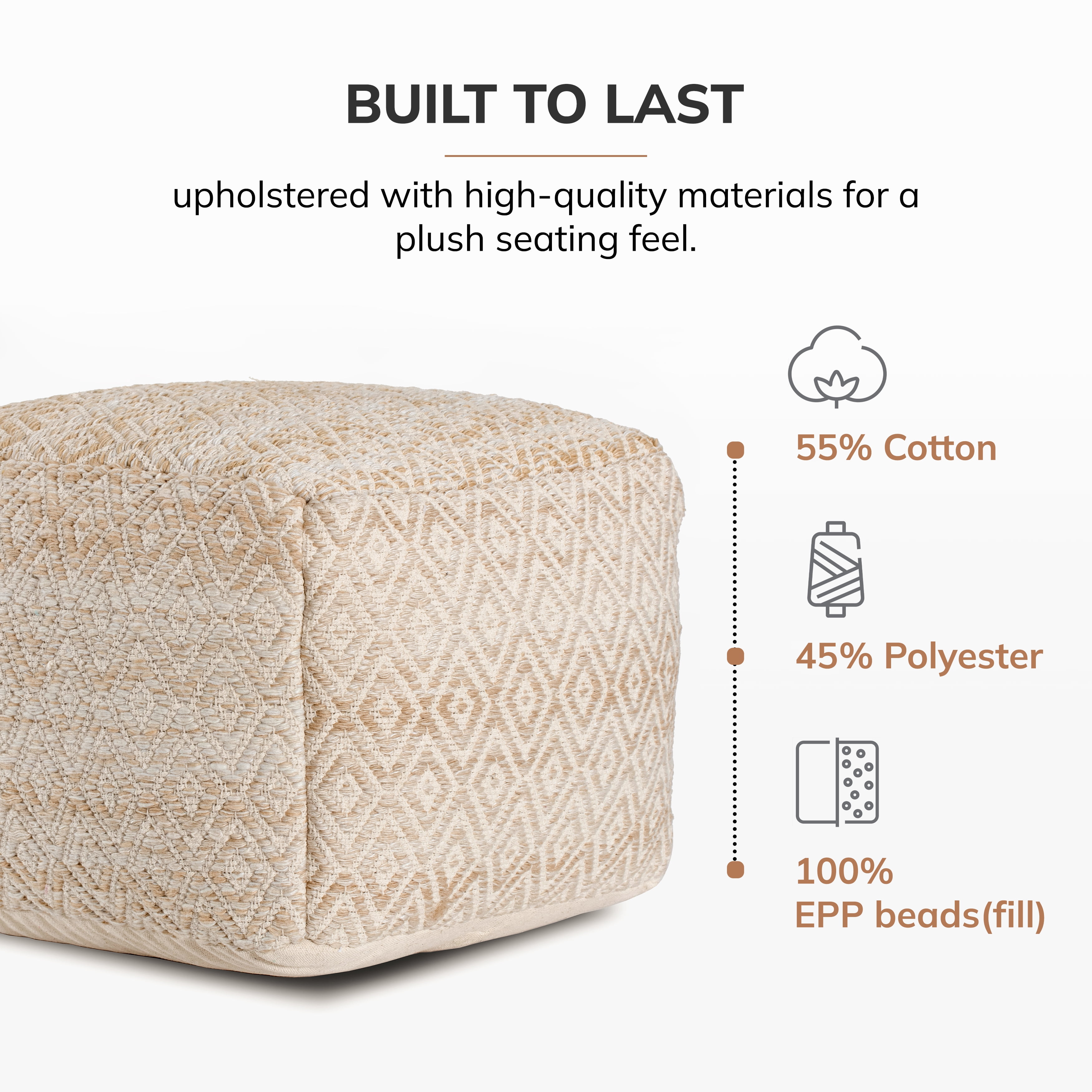 Anji Mountain Cube Geometric Woven Pouf