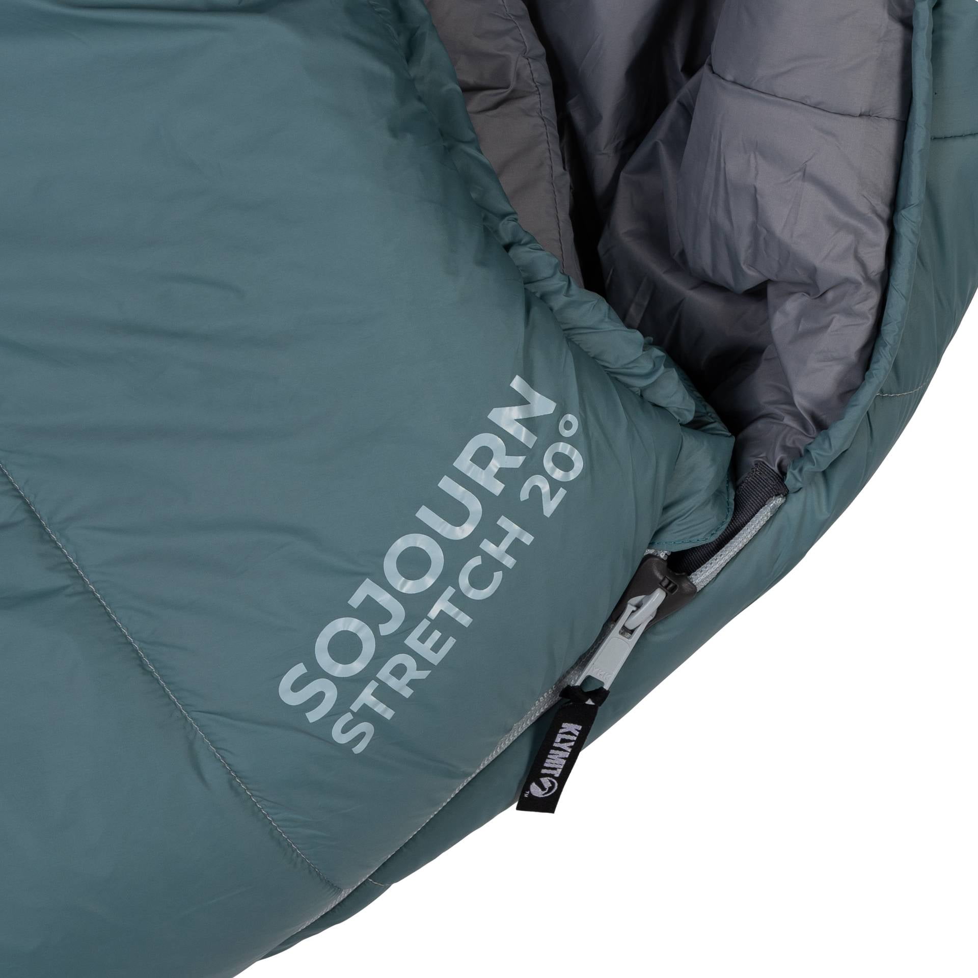 Klymit Sojourn Stretch 20 Degree Sleeping Bag, Lightweight 3-Season Adjustable Mummy Bag for Camping & Backpacking, Large