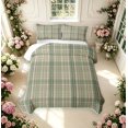 thumbnail image 2 of Manfei Vintage Grid Twin Quilt Set,Modern Check Twin Coverlet Set,Green,2pcs,1 Bedspread and 1 Pillowcase, 2 of 7