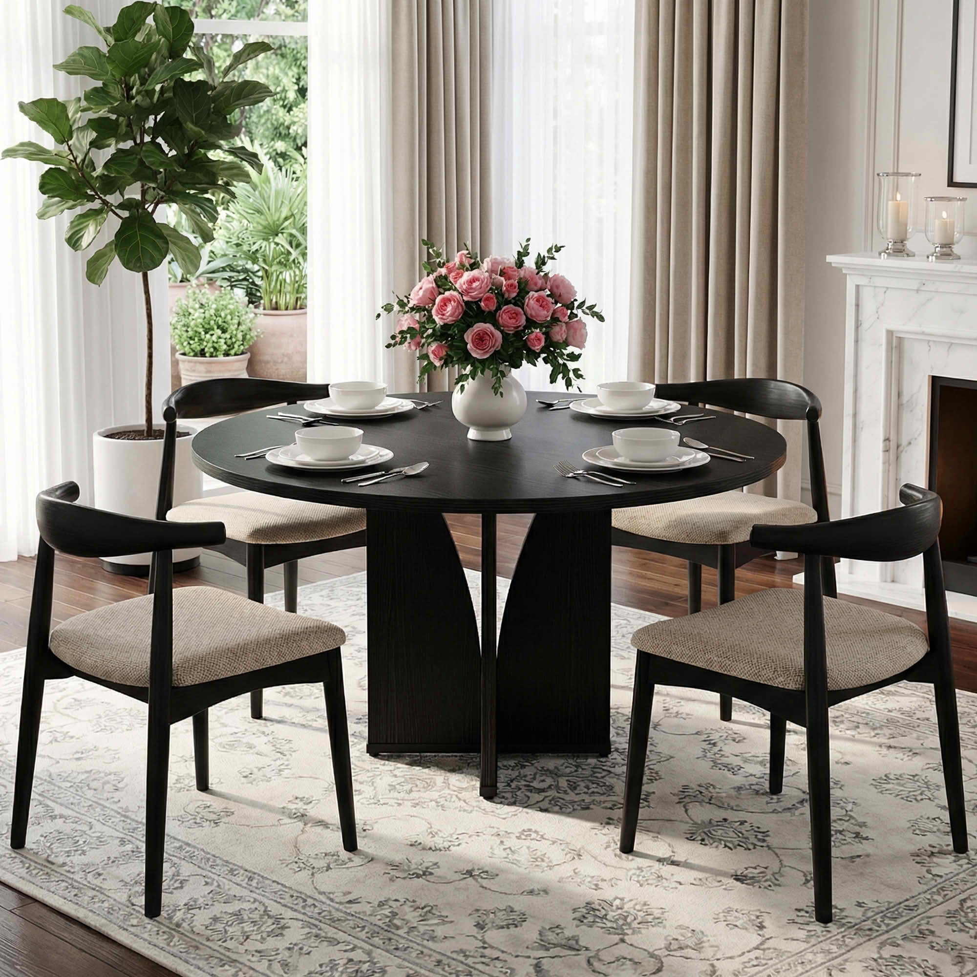 Dovelina 39" Round Dining Table for 4, Modern Kitchen Table, Small Space for Apartment, Dining Nook, Small Kitchen