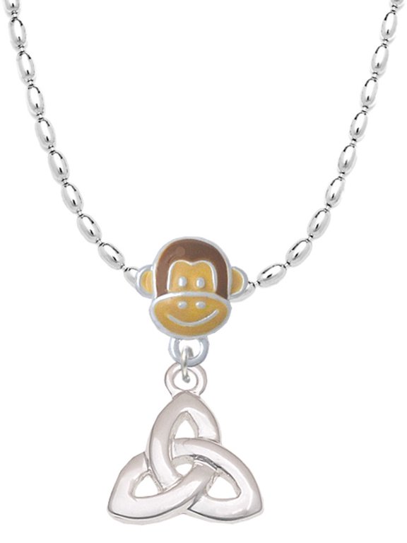 Silvertone Celtic Trinity Knot - Mia Monkey Charm Necklace