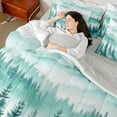 thumbnail image 4 of Homewish Green Mountain Jungle Bedding Comforter Set 7 Pieces for Boys Girls,Natural Scenery Full Bedding Set Lightweight,Winter Snowflakes Fitted Sheet Flat Sheet,Ultra Soft Home Decor, 4 of 8