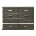 thumbnail image 2 of Benjara 8 Drawer Wooden Dresser with Mirror Trim Accents, Gray, 2 of 3
