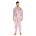 thumbnail image 3 of 1 Piece Adult Onesie Pajamas Cozy & Loose-Fit Sleepsuit Loungewear with Pockets Pink Christmas Pattern X-Small, 3 of 7