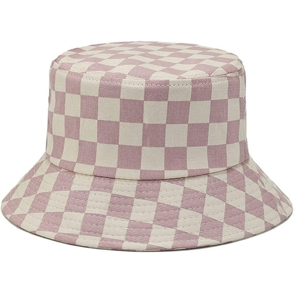 CoCopeaunts Sun Hat for Women Men Wide Brim Hat Fashion Checker Fishing Hats UV Protection Cotton Cap Beach Hat
