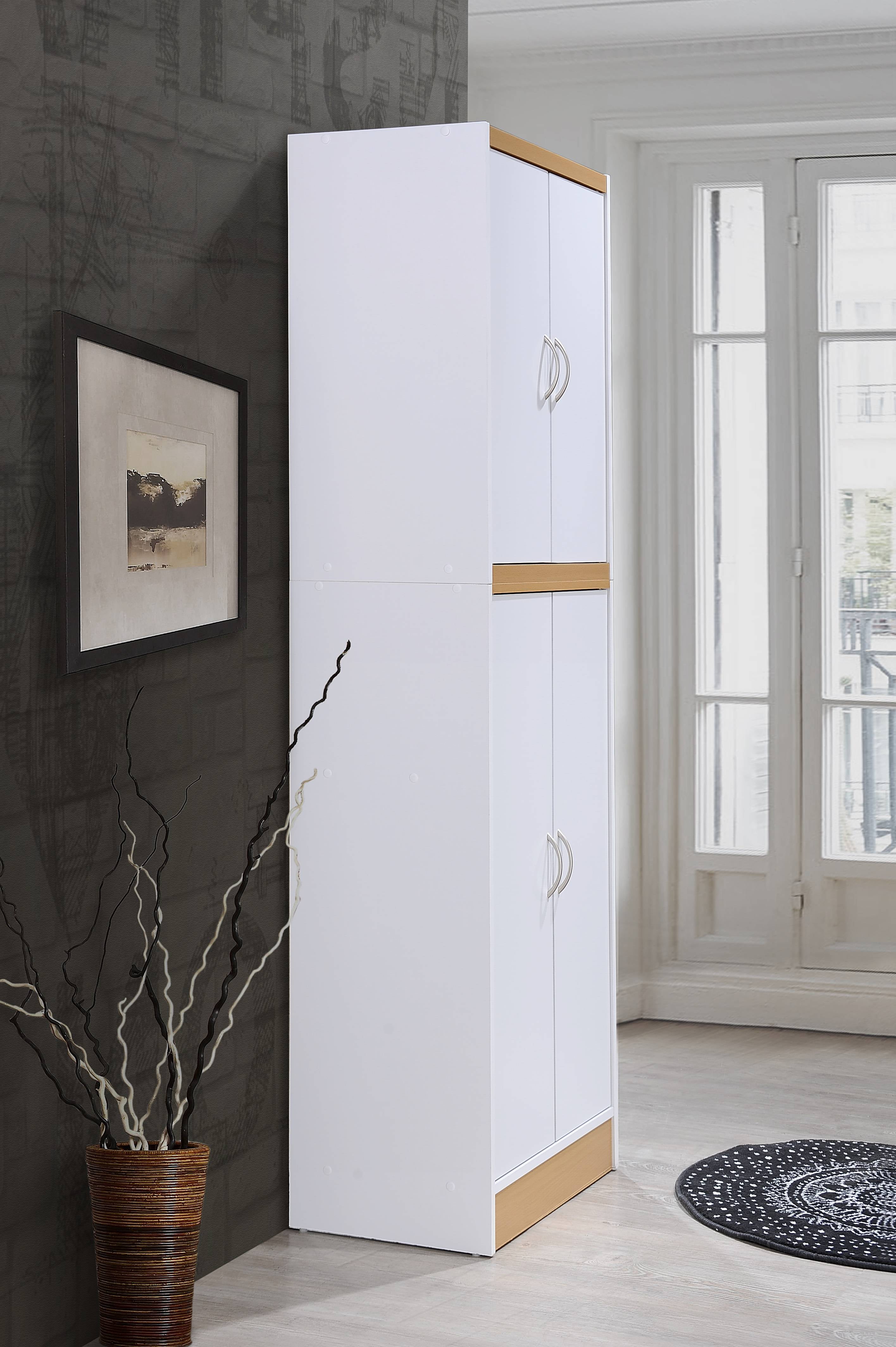 Hodedah 4 - Door Kitchen Pantry with 4 - Shelves, White