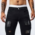 thumbnail image 5 of My Orders Gamivast Men Skinny Ripped Distressed Straight Slim Fit Stretch Jeans Skinny and Ripped Streetwear Pants Y2K Pants Black 31 Pantalones De Hombre, 5 of 8