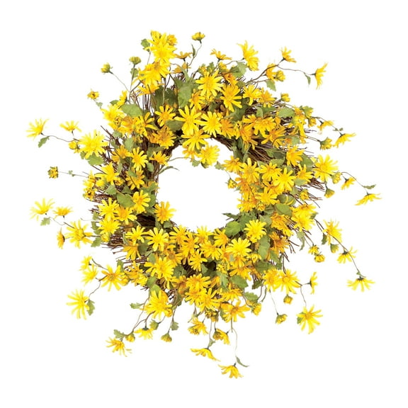 Front Door Decorative Daisy Wreath 23"D Polyester