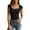 Black, variant on Cropped T Shirts for Women Summer Short Sleeve Lace Square Neck Bow Front Ribbed Slim Fitted Crop Top Y2k Going out Tops