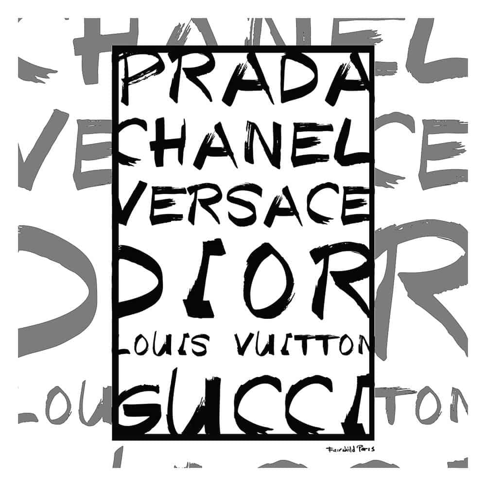 FASHION BRANDS BLACK & WHITE DESIGN - 14"x14" Canvas Artwork 20 x 30