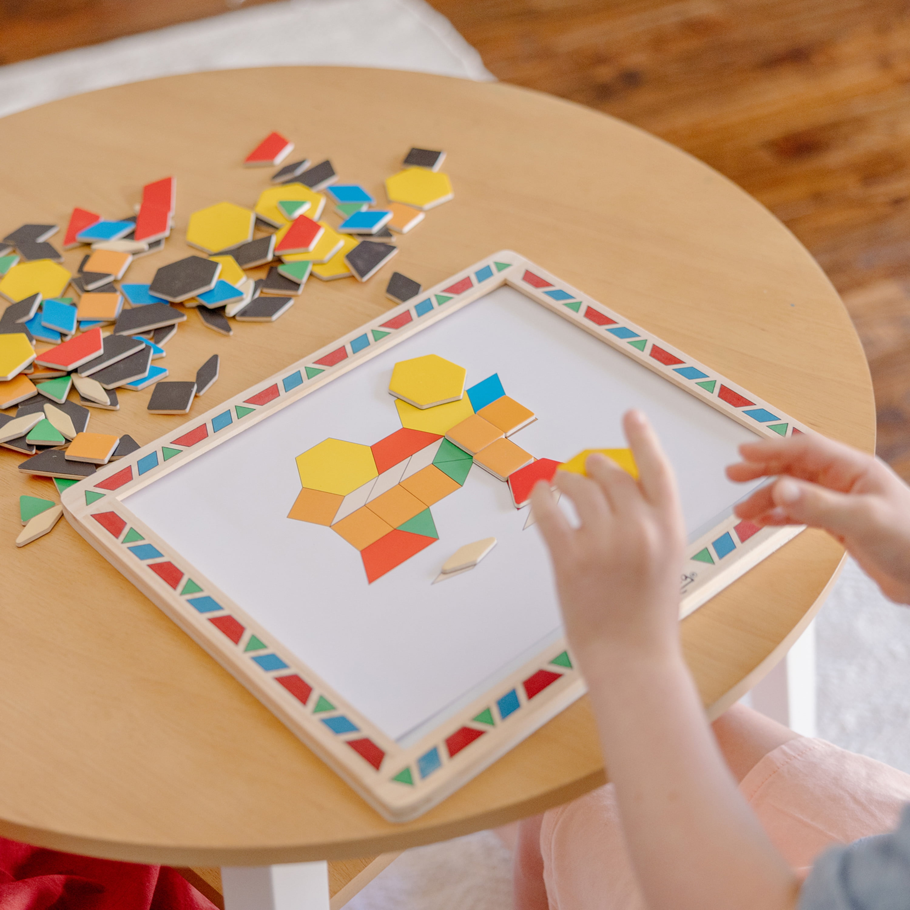Melissa Doug Deluxe Wooden Magnetic Pattern Blocks Set