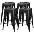 thumbnail image 3 of VINEEGO 24 Inch Metal Bar Stools Set of 4, Stackable Backless Counter Height Stools for Kitchen, Bar, Restaurant, Indoor Dining, Scratch Resistant Steel, Black, 3 of 9