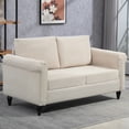 thumbnail image 2 of HOMCOM Loveseat w/ Curved Armrests, Love Seat w/ Padded Seat, Beige, 2 of 9