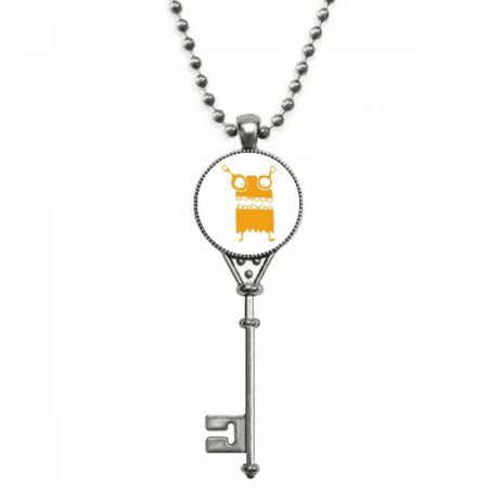 universe alien monster yellow creature pendant vintage necklsilver key jewelry