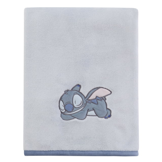 Stitch Appliqued Baby Blanket, Blue, Infant Boy