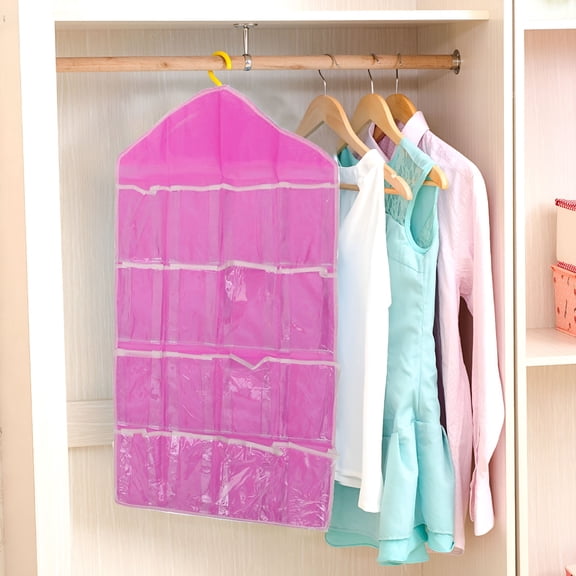 LAMIRO 16-Pocket Over-the-Door Hanging Organizer,Pink