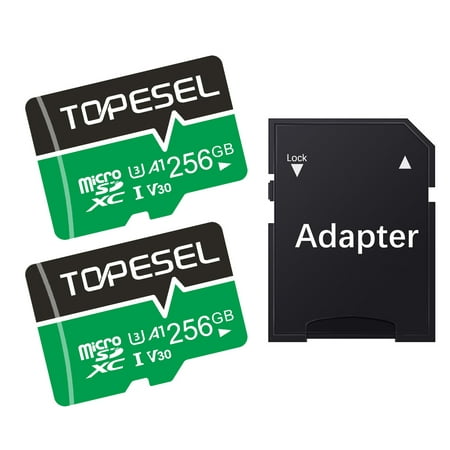 Image of TOPESEL 256GB Micro SD Card 2 Pack A1 V30 U3 Class 10 High-Speed SD Cards TF Cards for Camera/Drone/Dash Cam