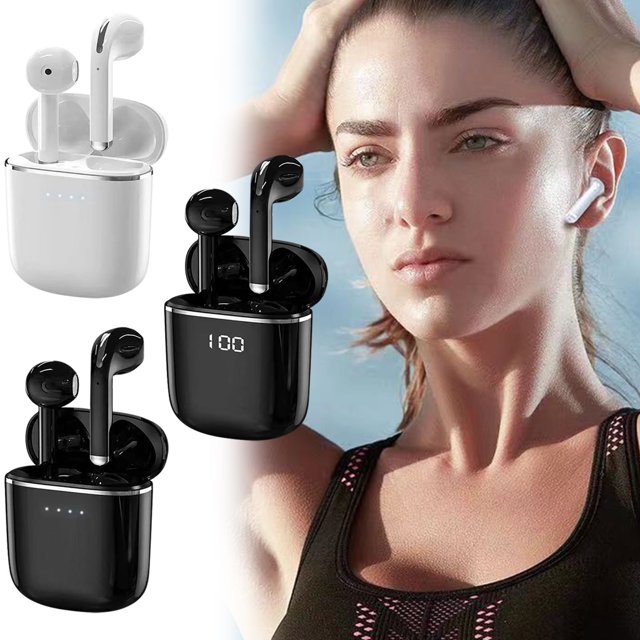 Auriculares Inalámbricos True, Auriculares bluetooth con pantalla de alimentación LED auriculares recargables auriculares con micrófono auriculares, adecuados para teléfonos móviles y computadoras